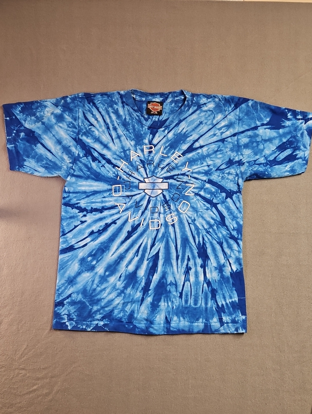 Vintage Harley-Davidson Blue Tie-Dye Littleton NH